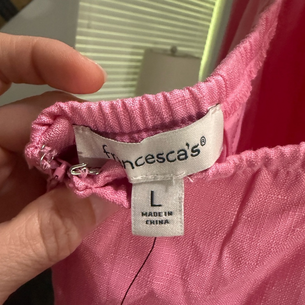 NWT Francesca's large Pink asymmetrical tie back Dress - Picture 6 of 6